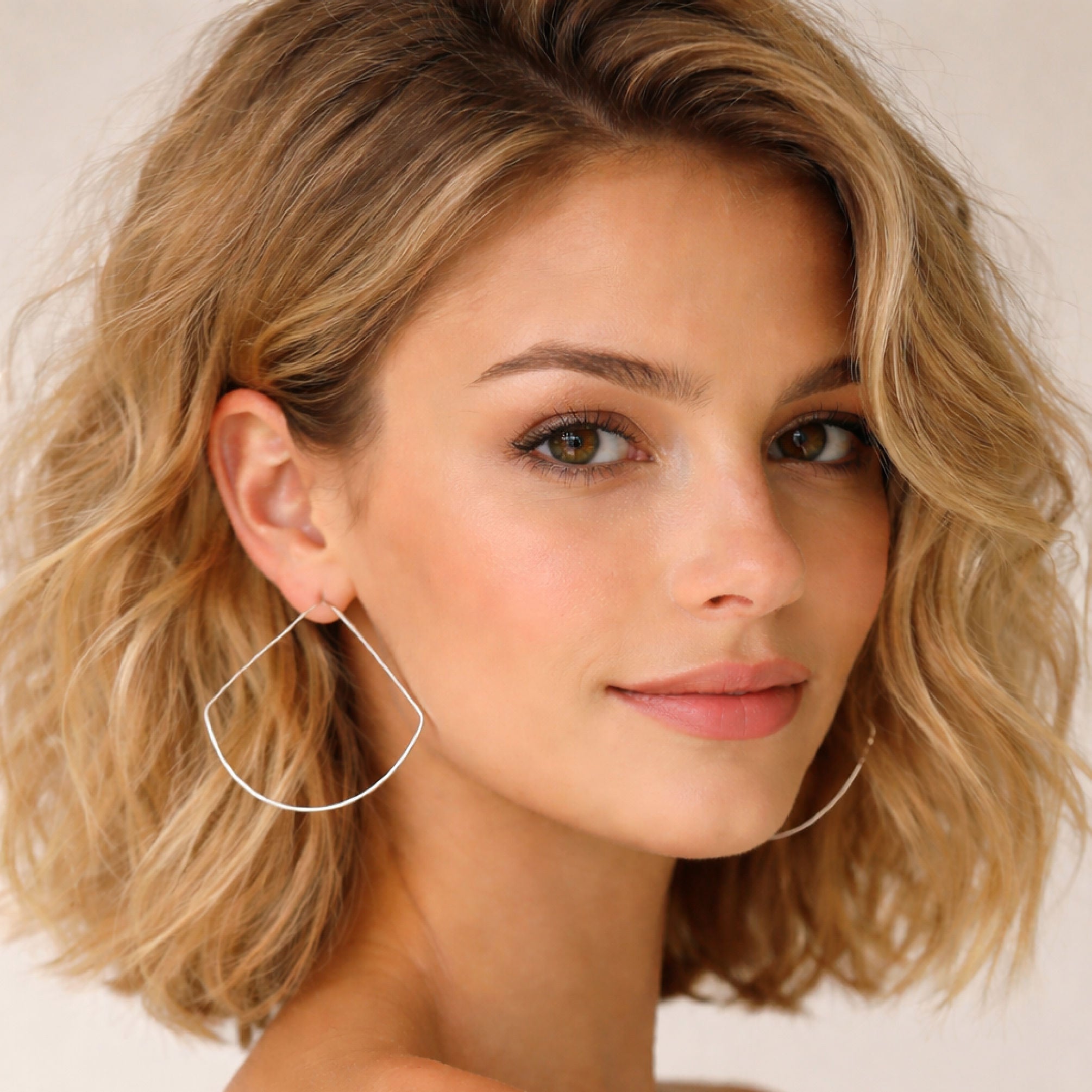 Half Moon Sterling Silver Hoop Earrings