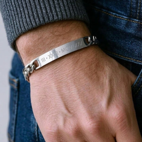 Custom Engraved Curb Chain Bracelet for Men