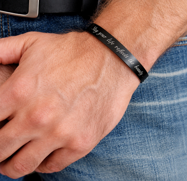 Personalized Mens Cuff Bracelet - Engravable Bracelets for men - Coordinates Cuff Bracelet