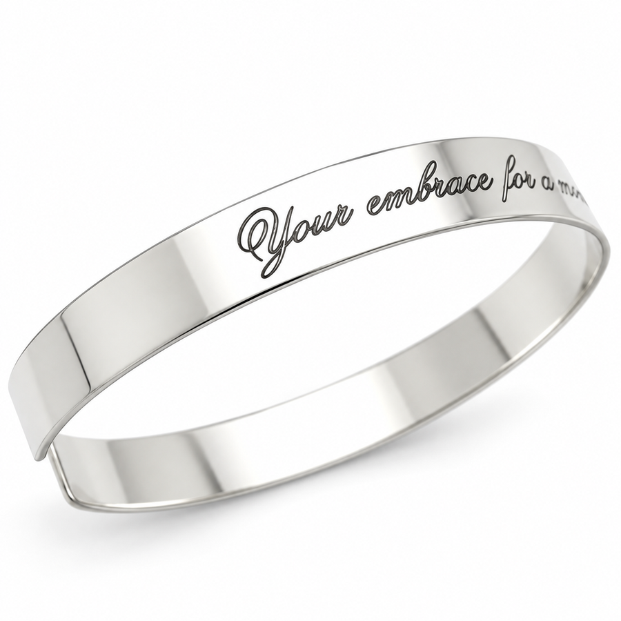 Inspirational Silver engraved Cuff bracelet for Her