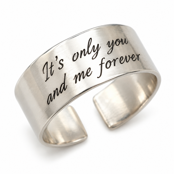 Text Engraved Sterling Silver Band Ring