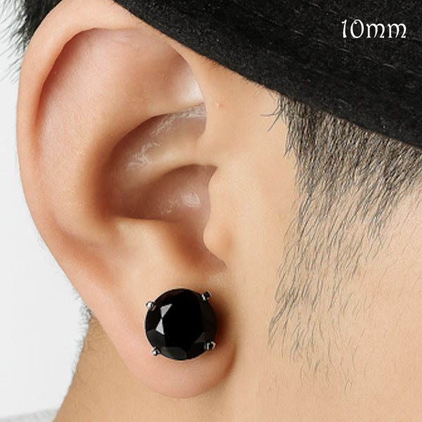 Black Onyx Stud Earrings for Men