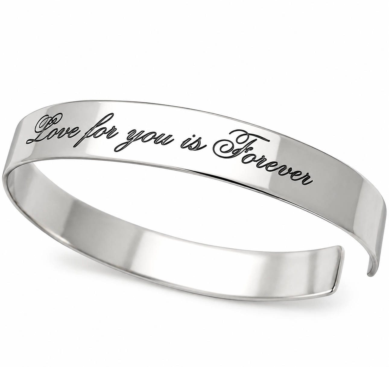 Inspirational Silver engraved Cuff bracelet for Her