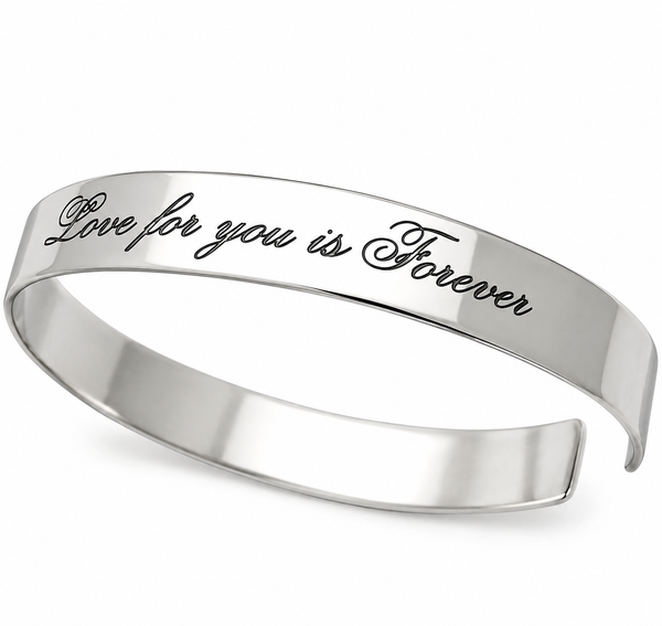 Inspirational Silver engraved Cuff bracelet for Her