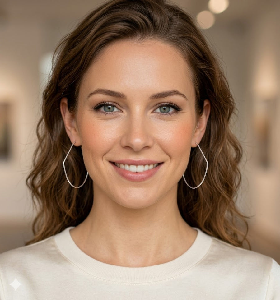 Half Moon Sterling Silver Hoop Earrings