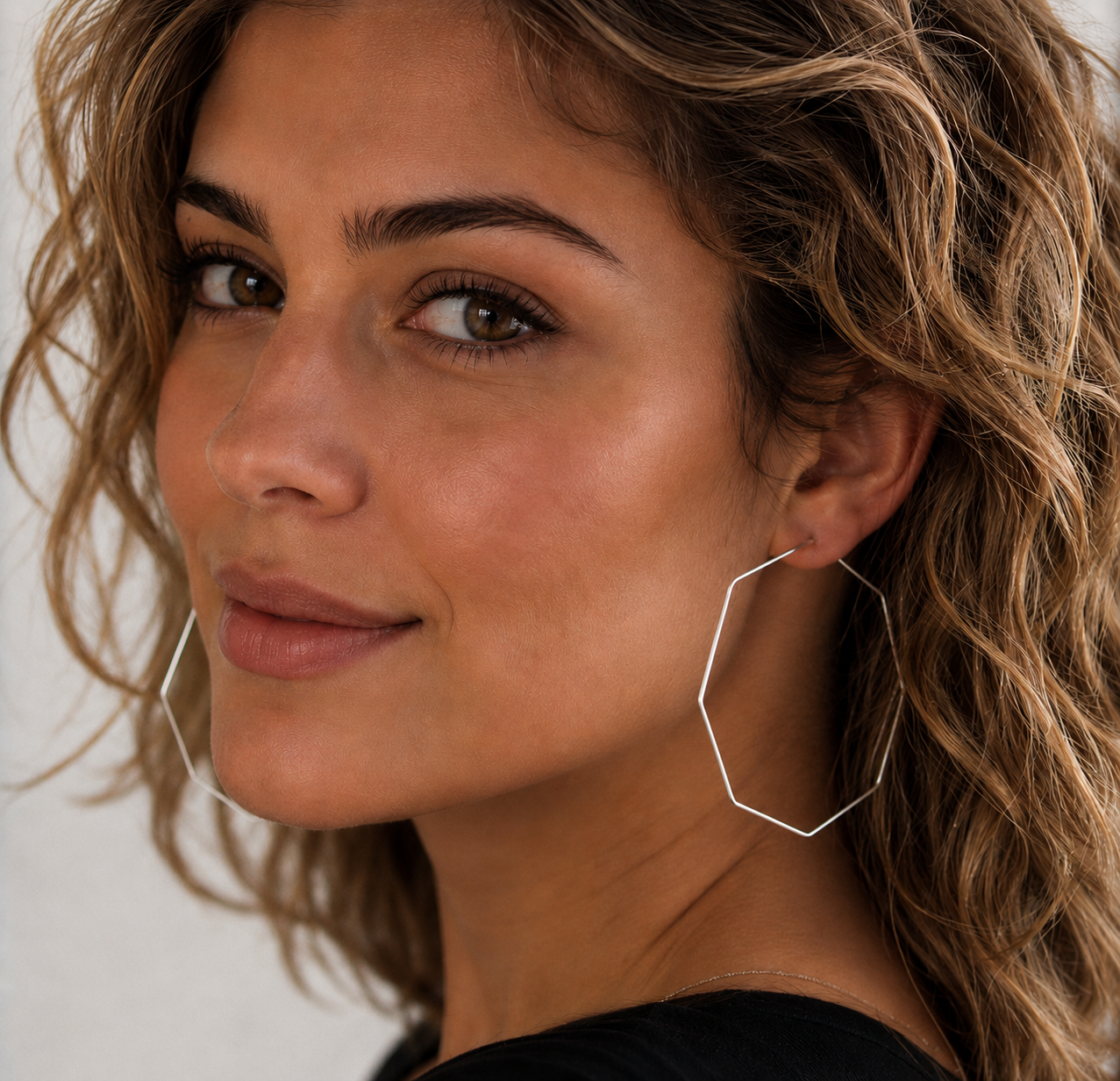 artisan silver geometric earrings