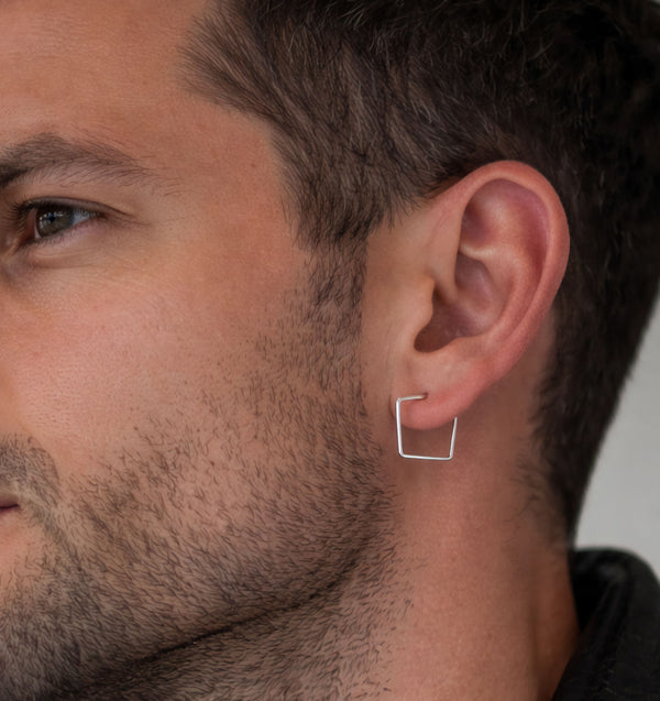 Men's Square Hoop Earring for Men