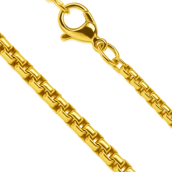 Men’s Gold Double Chain Bracelet – 3mm Round Box Link – Minimalist Unisex Jewelry Gift