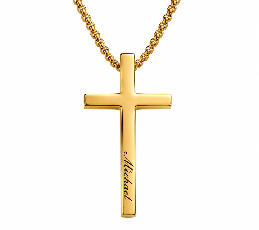 3D Personalized Cross Pendant Necklace for Men Custom Engraved