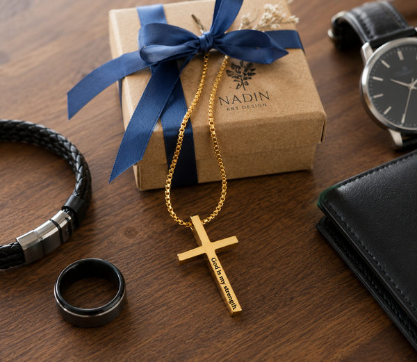 3D Personalized Cross Pendant Necklace for Men Custom Engraved