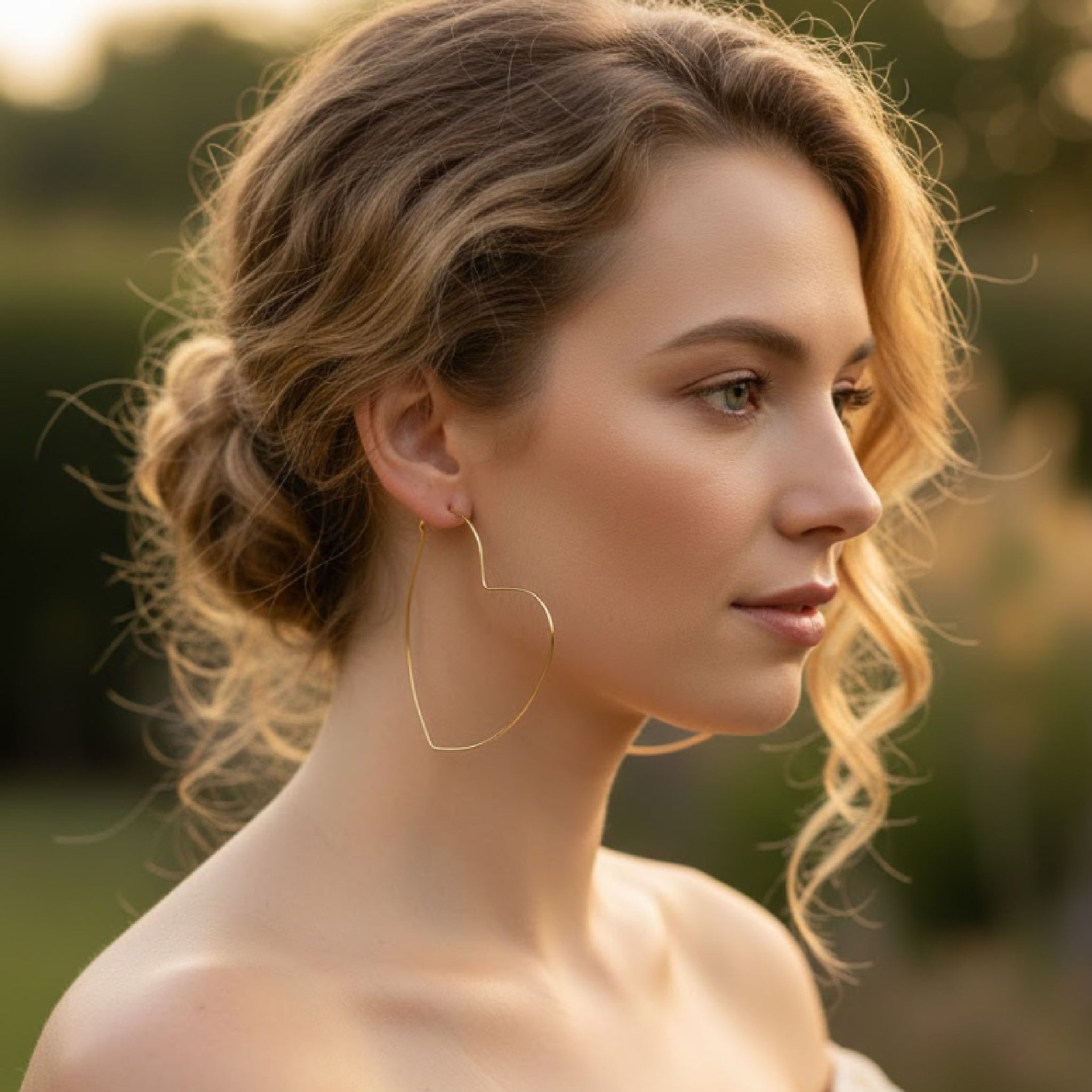 Gold Heart Hoop Earrings