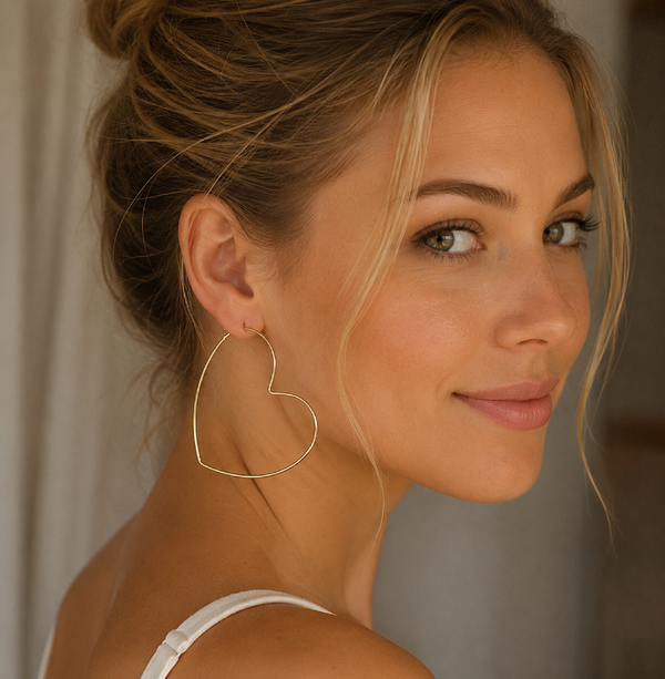 Gold Heart Hoop Earrings