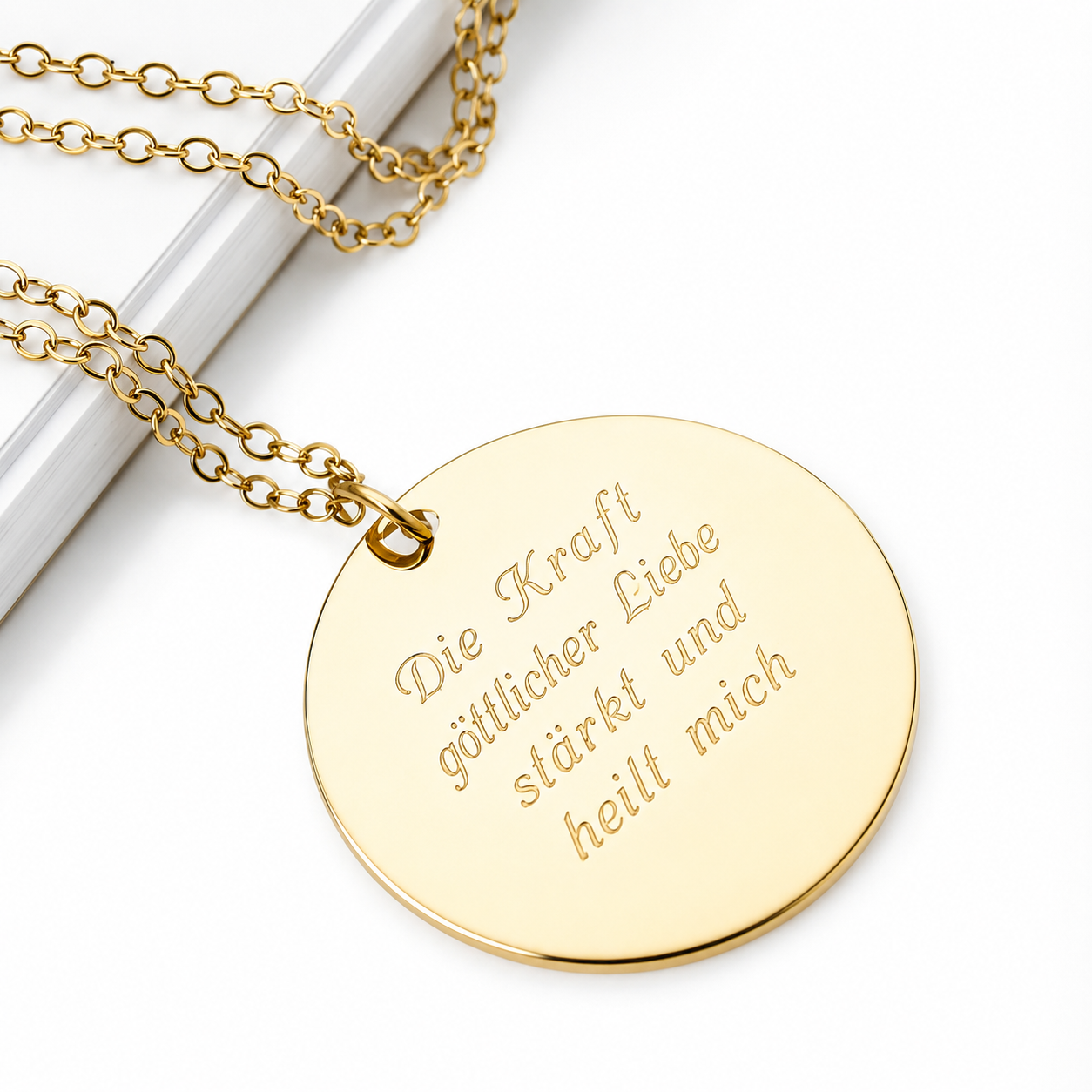 gold pendant with engraving  words