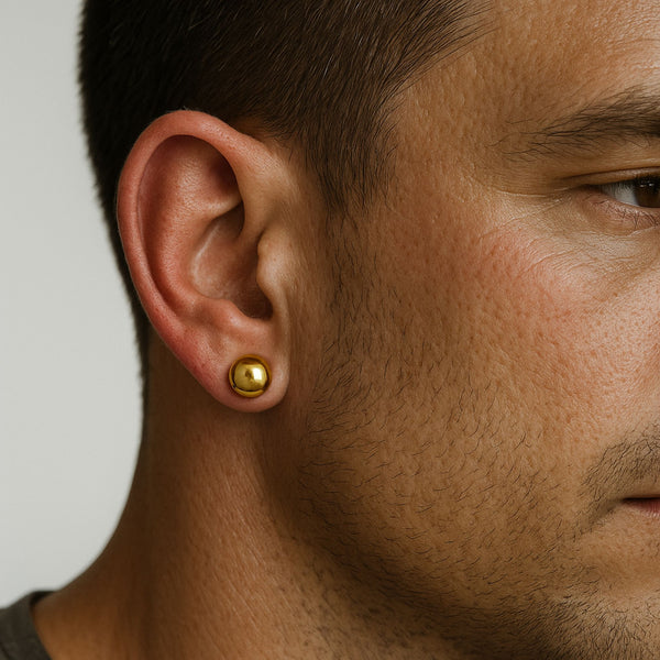 men with gold stud earring