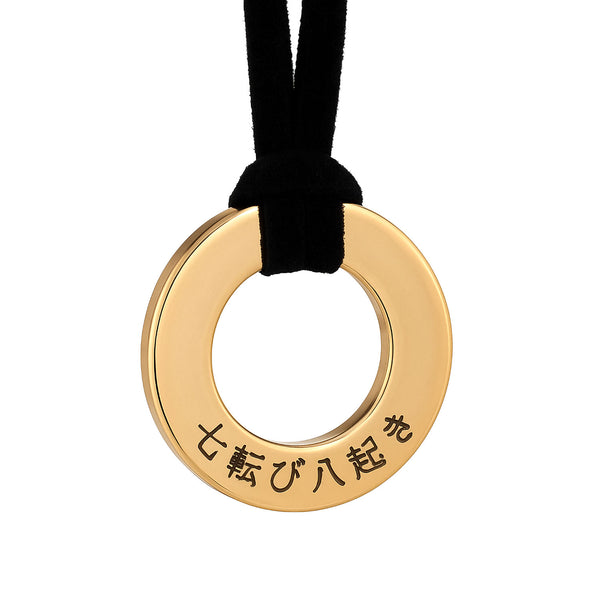 kanji initials gold necklace