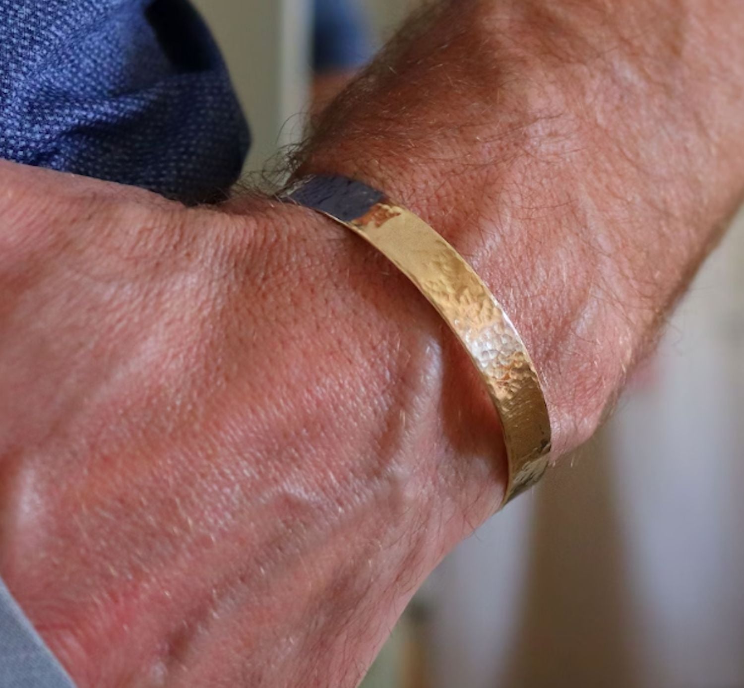 For Men Cuff Bangle Bracelet Gold Hammered Gold Cuff Bracelet For