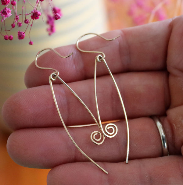 artisan safety pin drop dangles earrings