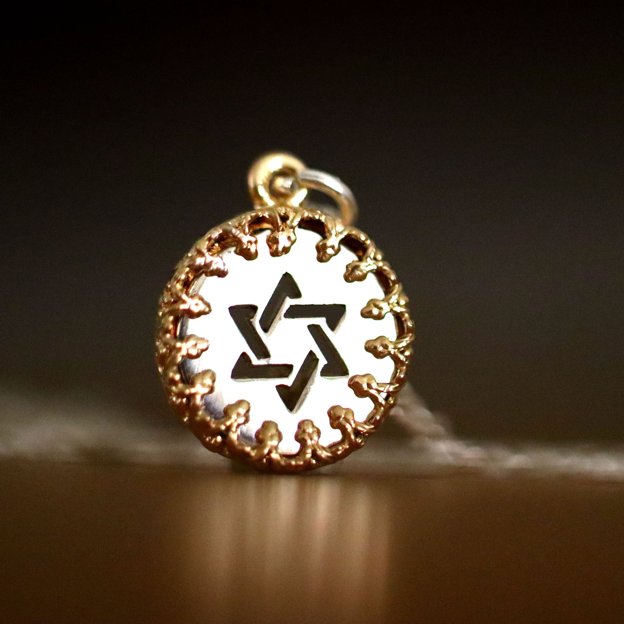 Cutout Jewish Star Pendant - Round Star of David Necklace for her