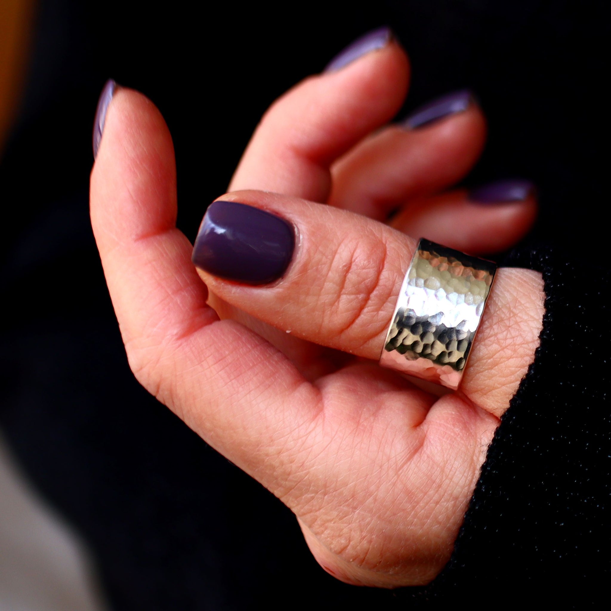 textured Thumb ring handmade wide Sterling silver ring 