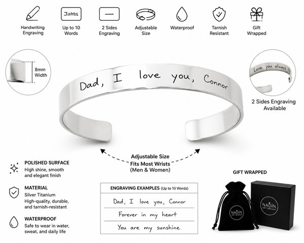 Custom Handwriting Silver Bracelet for him