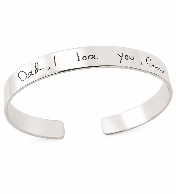handwriting silver cuff bracelet_