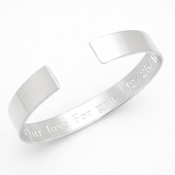 Anniversary Gift For Husband - Personalized Silver Cuff Bracelet for Men