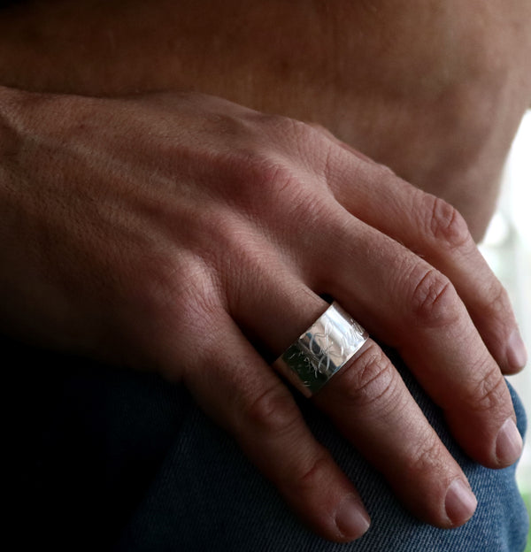 mens engraved silver ring