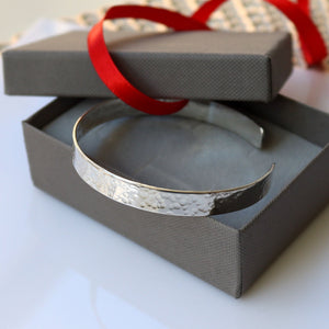 Hammered Silver Cuff Bracelet for Women