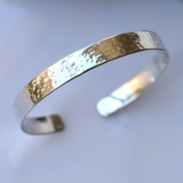 Hammered Sterling Silver Handmade Cuff Bracelet for women