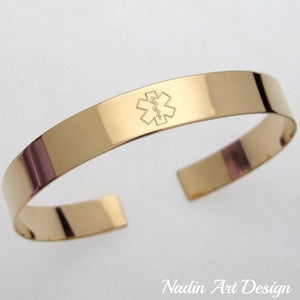 Both sides engraved gold cuff bracelet