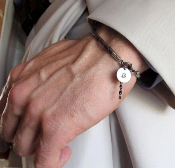 Mens Infinity Bracelet - Adjustable Leather Cuff for Men