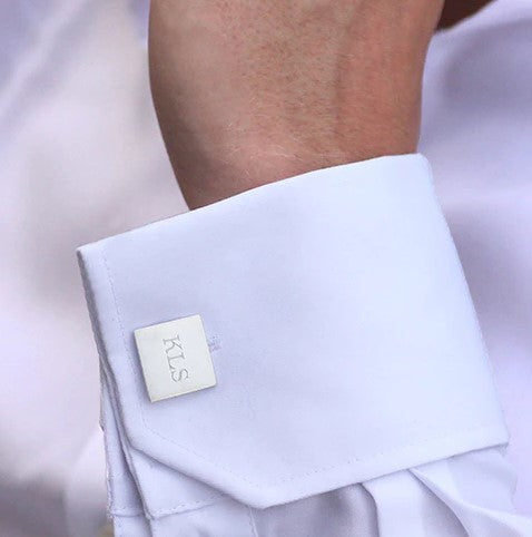 initials cufflinks silver square