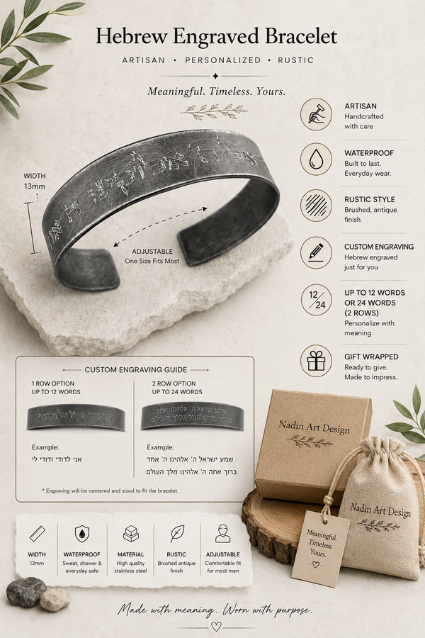 Shema Israel Cuff Bracelet - Hear O Israel Gift