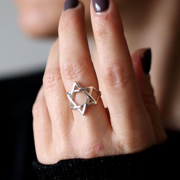 Women Jewish star ring