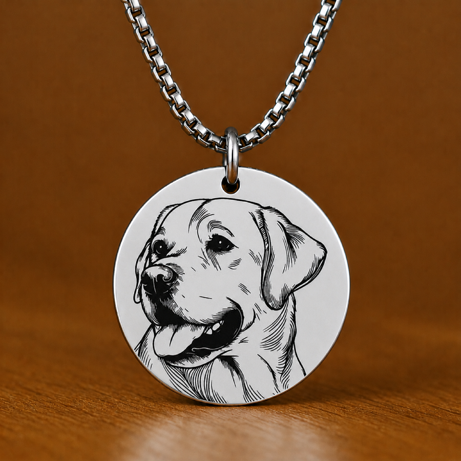 Personalized Dog Memorial Necklace Custom Pet Portrait Pendant Sympathy Gift for Dog Lover