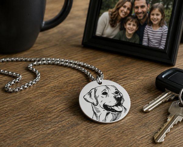 Personalized Dog Memorial Necklace Custom Pet Portrait Pendant Sympathy Gift for Dog Lover