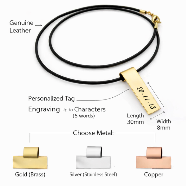 Date Engraved pendant necklace for men