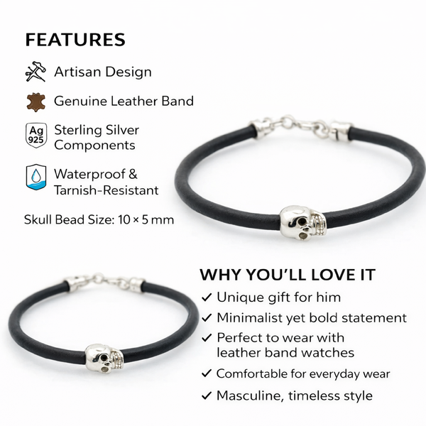 Skull Bracelet - Leather bracelet for Men
