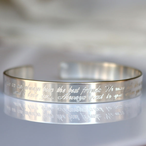 message engraved bracelet