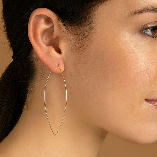Sterling Silver Marquise Hoop Earrings
