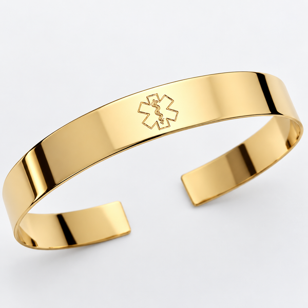 Medical ID Bracelet - Medical Emergency Symbol gold Bracelet