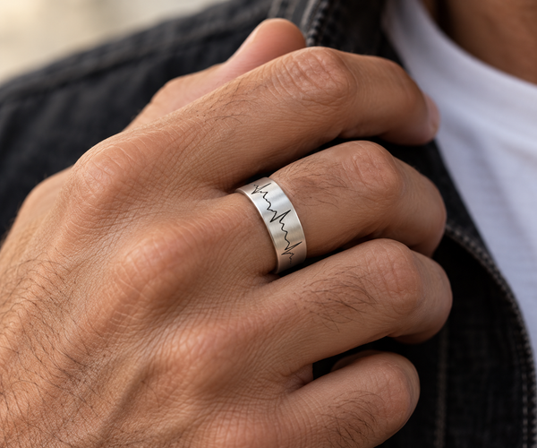mens ring with the EKG personalized

