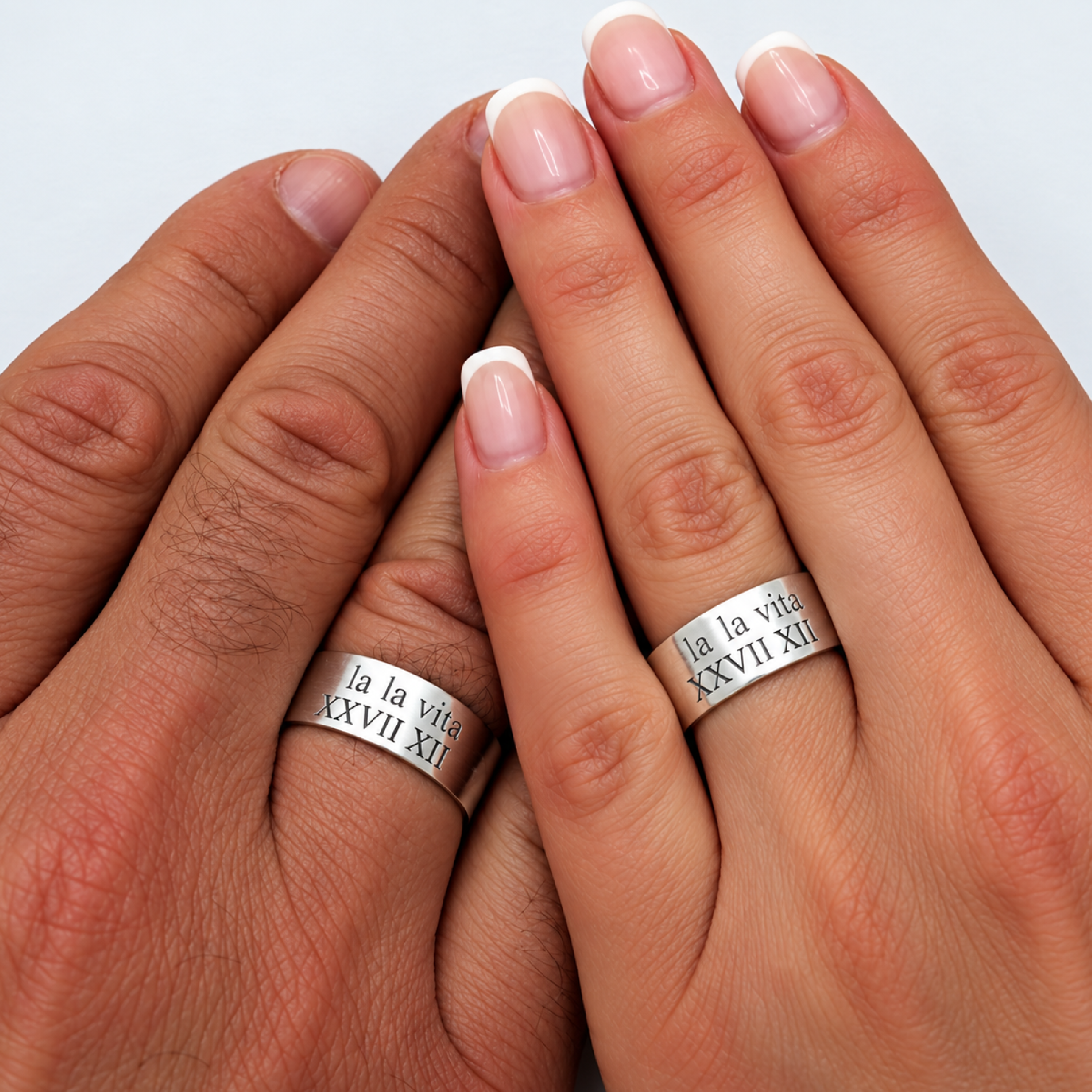 Personalized Couple Rings Sterling Silver Set