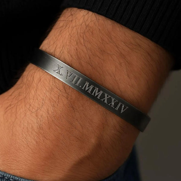 oxidized sterling silver cuff on mens wrist