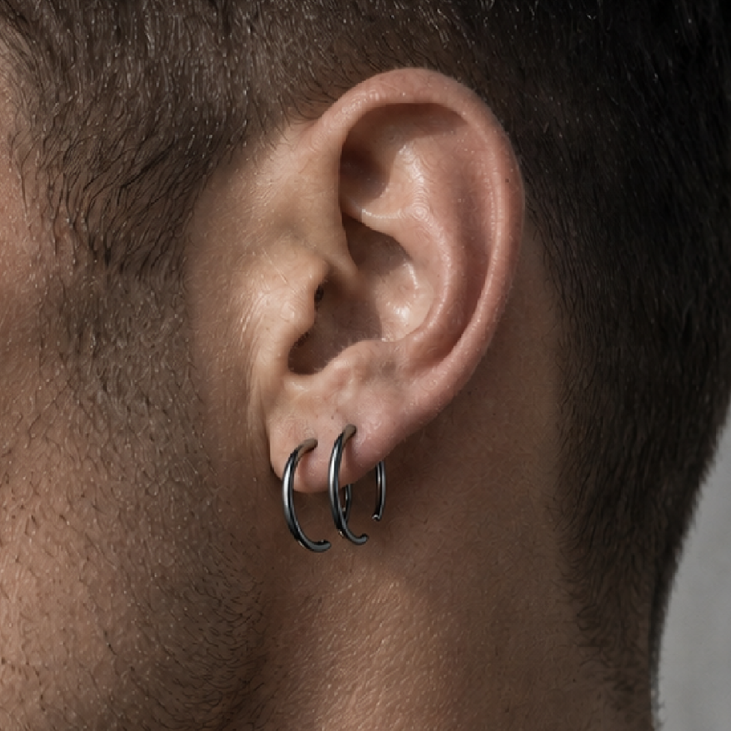 Oxidized Sterling Silver Black Hoops - Open hoop earrings