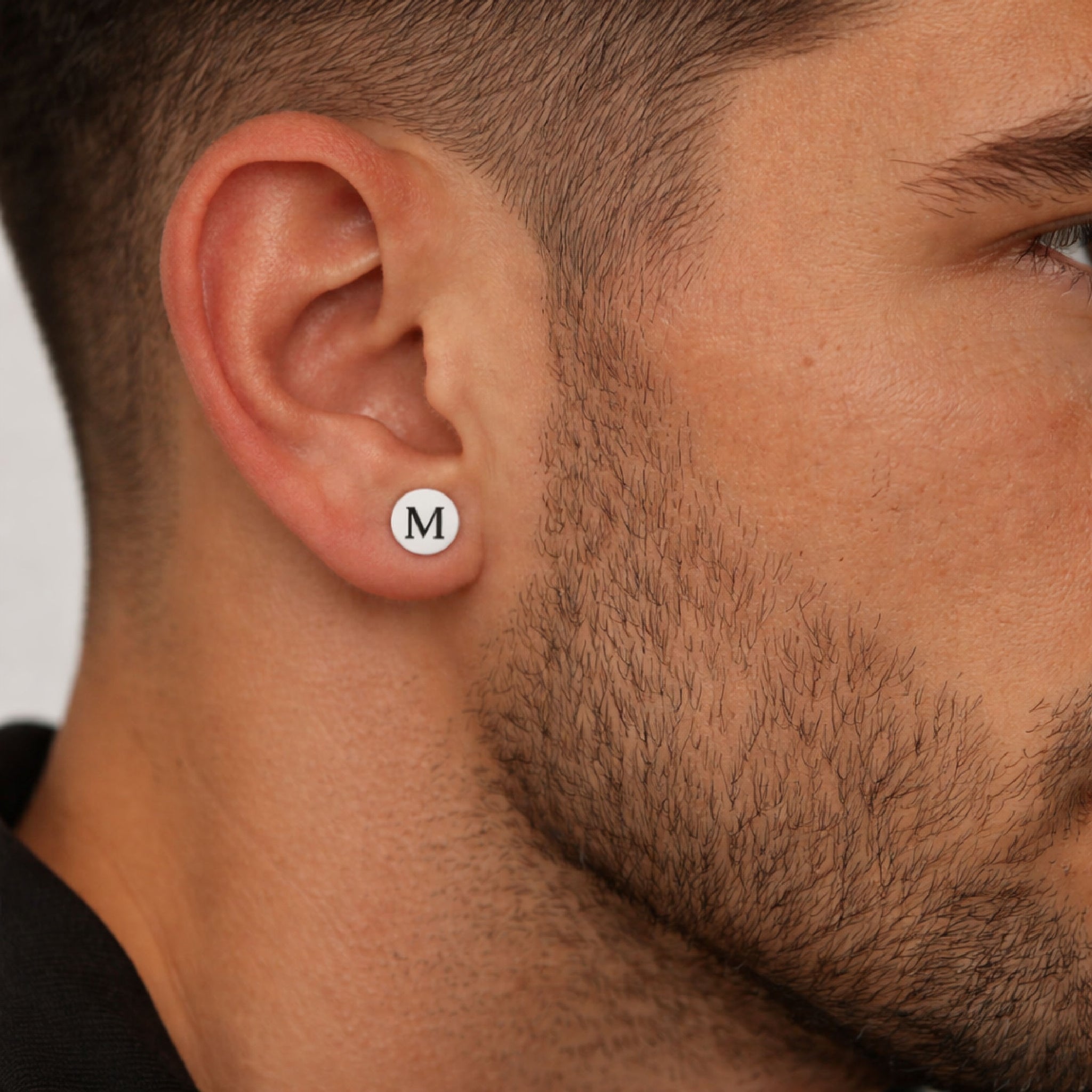 Mens Initial Earrings - Personalized studs - Gift for Him