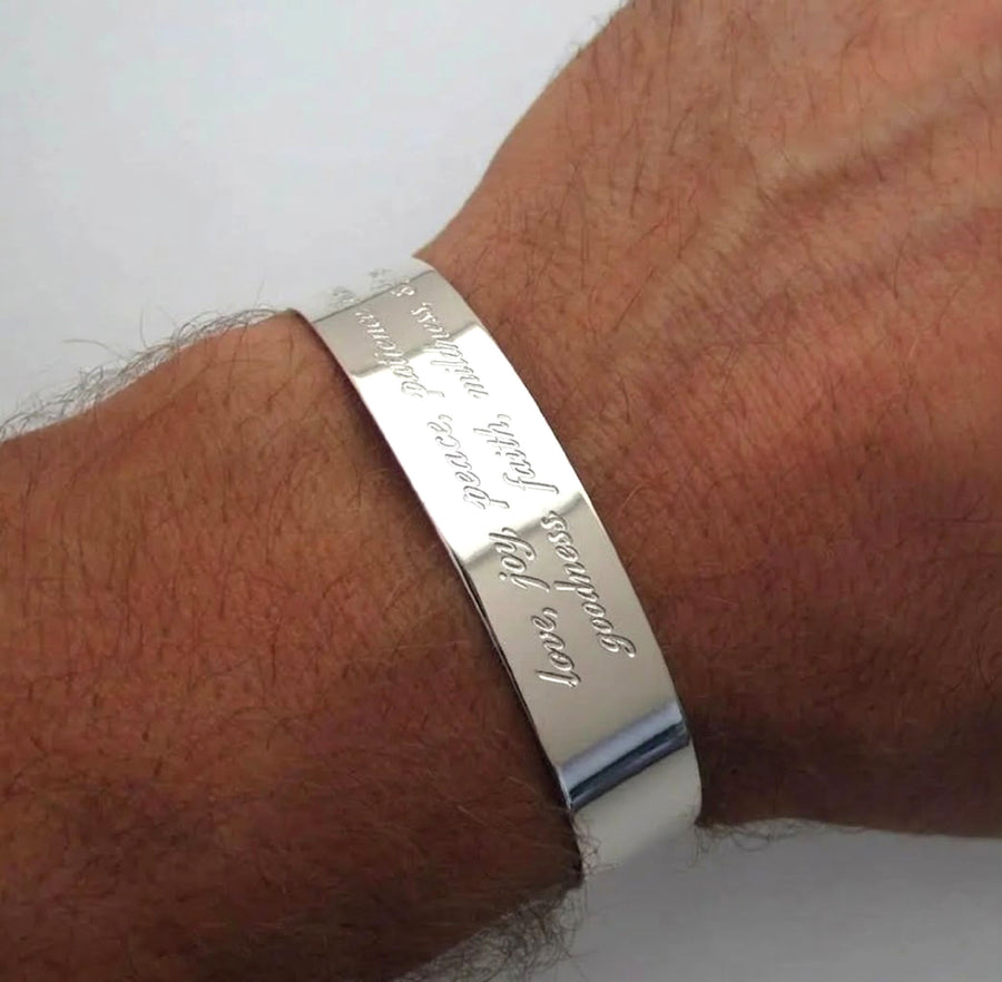 Custom Engraved Sterling Silver Bracelet - anniversary gift