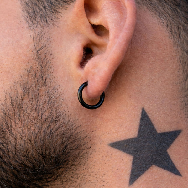 Black Huggie Hoop Earrings for Men & Women – Hypoallergenic Stainless Steel Hoop Earrings, Minimalist Unisex Jewelry Gift