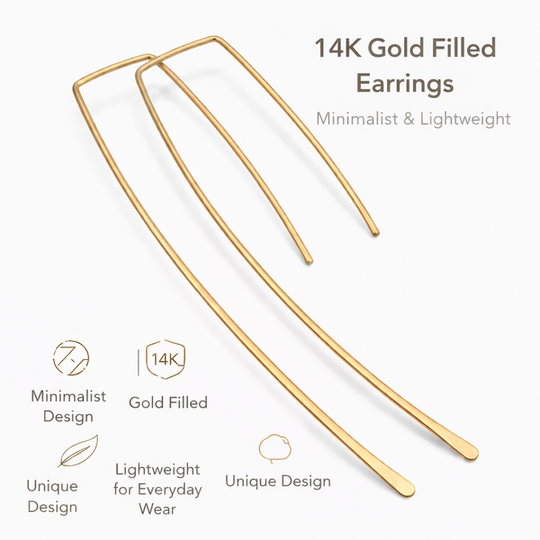 Gold Filled Hooks Earrings - Modern Minimalist Style 1.5, 2, 2.5 inch