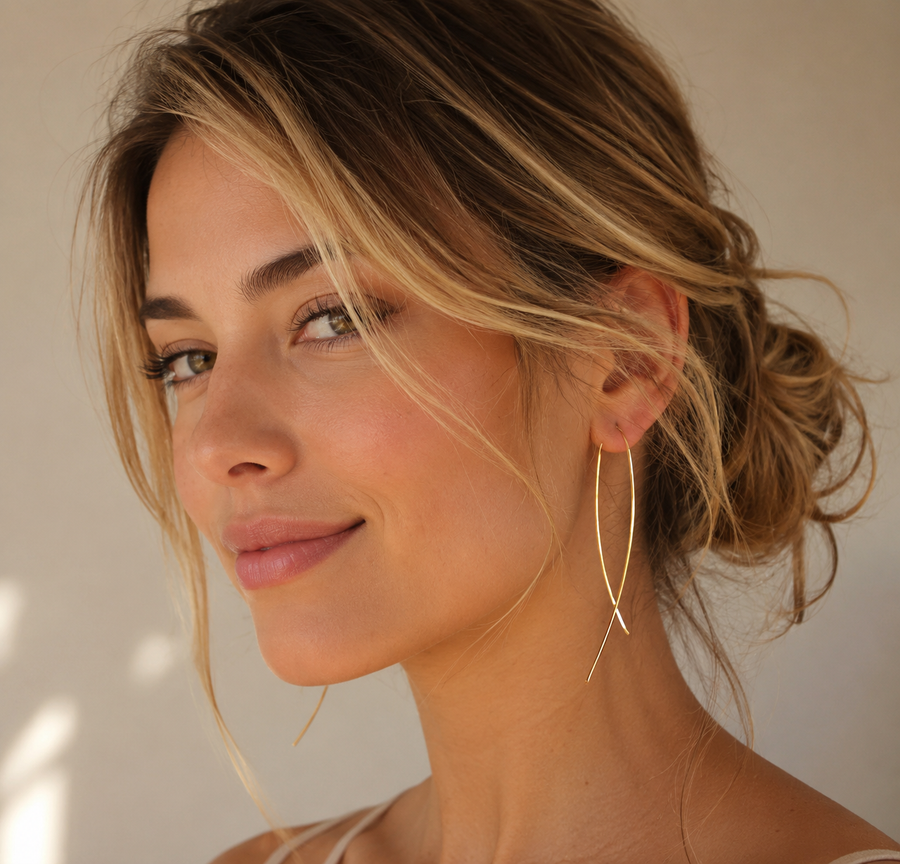 Artisan Thread Long Gold Earrings